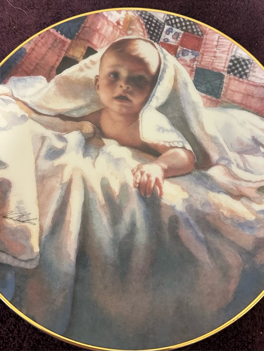 Steve Hanks Collector Plate #511 Peeking Out 1994 Hadley House vintage rare